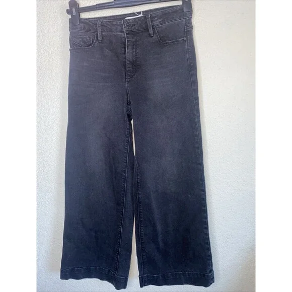 Unpublished jeans black Wide Leg crop 27 Stretch 90s y2k punk goth greta - Picture 1 of 7
